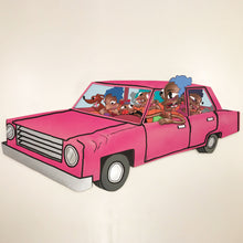 Traffic By D.Lupé 2017 A reinterpretation of the classic Simpsons woman (Marge, Lisa, Maggie, Patty & Selma). Acrylic paint and Spray paint on wood panels.